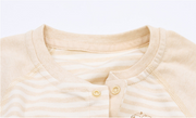 Striped baby jumpsuit with print and snap buttons