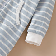 Striped baby jumpsuit with hood and ears
