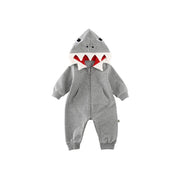 Baby jumpsuit with shark hood and zipper