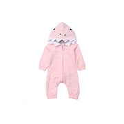 Baby jumpsuit with shark hood and zipper