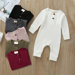 Ribbed baby romper with buttons