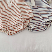 Striped Polo Baby Romper – Soft Cotton One-Piece with Buttons