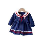 Baby Sailor Dress – Navy Long-Sleeve Dress with Cute Bow & Collar Details