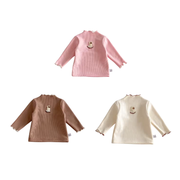 Ribbed Long-Sleeve Baby Top with Embroidered Bunny