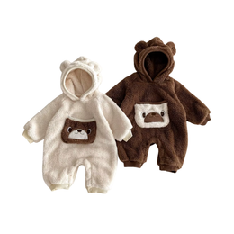 Fleece Baby Bear Romper with Hood