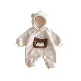 Fleece overall för bebis med björnhuva