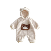 Fleece overall för bebis med björnhuva