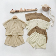 Baby & Toddler Button-Up Summer Set – Short Sleeve Shirt + Matching Shorts