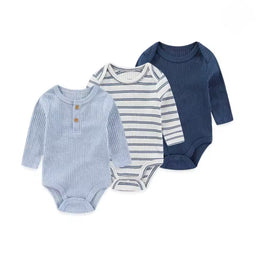 3-pack ribbade långärmade babybodys