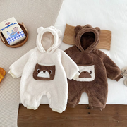 Fleece Baby Bear Romper with Hood