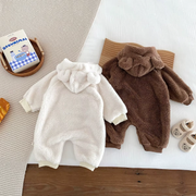 Fleece Baby Bear Romper with Hood