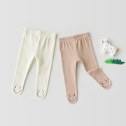 Baby leggings with feet and smiley in cotton