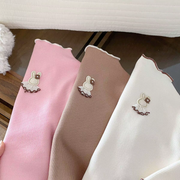 Ribbed Long-Sleeve Baby Top with Embroidered Bunny