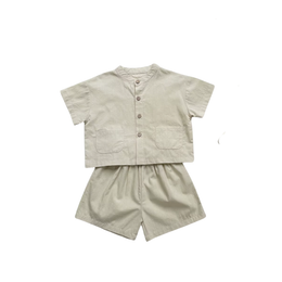 Baby & Toddler Button-Up Summer Set – Short Sleeve Shirt + Matching Shorts