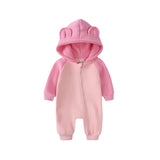 Bear Hooded Baby Jumpsuit - Soft Fleece Zip-Up Romper