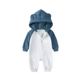 Bear Hooded Baby Jumpsuit - Soft Fleece Zip-Up Romper