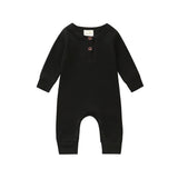 Ribbad babysparkdräkt med knappar