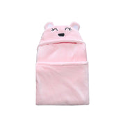 Baby blanket with hood and bear ears in fleece