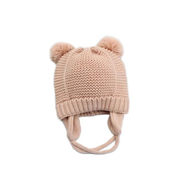Knitted baby hat with ears and tassels