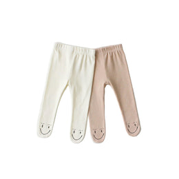 Baby leggings with feet and smiley in cotton