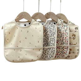 Waterproof Baby Bib with Pocket - Neutral Silicone-Coated Feeding Bibs