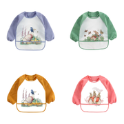 Long Sleeve Waterproof Baby Bib - Cute Animal Feeding Bib with Pocket