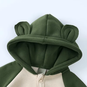 Bear Hooded Baby Jumpsuit - Soft Fleece Zip-Up Romper