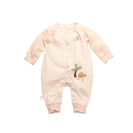 Striped baby jumpsuit with print and snap buttons