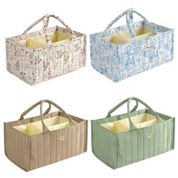Quilted Diaper Caddy Organizer with Handles – Large Portable Storage Basket