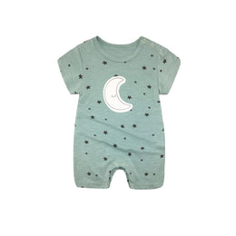 Short sleeve baby romper with stars and moon