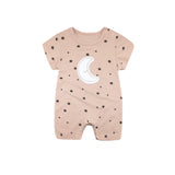 Kortärmad babysparkdräkt med stjärnor och måne