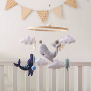 Ocean Theme Baby Crib Mobile - Handmade Plush Whale Nursery Hanging Decor