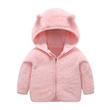 Baby Teddy Bear Hooded Jacket - Soft Fleece Zip-Up Winter Coat