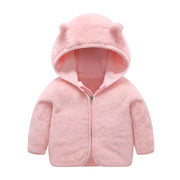 Baby Teddy Bear Hooded Jacket - Soft Fleece Zip-Up Winter Coat