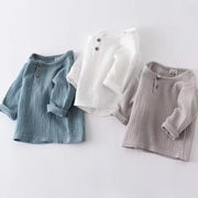 Muslin Baby Shirts - Soft Cotton Long Sleeve Tops with Buttons