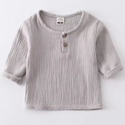Muslin Baby Shirts - Soft Cotton Long Sleeve Tops with Buttons