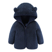 Baby Teddy Bear Hooded Jacket - Soft Fleece Zip-Up Winter Coat