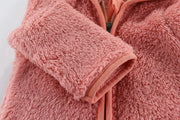 Baby Teddy Bear Hooded Jacket - Soft Fleece Zip-Up Winter Coat