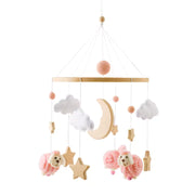 Moon and Sheep Baby Crib Mobile - Handmade Nursery Hanging Decor with Clouds and Stars