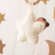 Wooden Baby Crib Mobile - Handmade Star and Cloud Nursery Hanging Decor