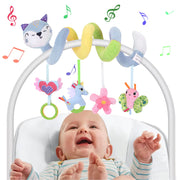 Baby Musical Spiral Crib Toy - Hanging Stroller Activity Toy with Plush Animals