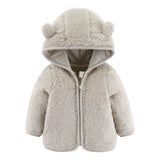 Baby Teddy Bear Hooded Jacket - Soft Fleece Zip-Up Winter Coat