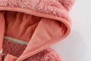 Baby Teddy Bear Hooded Jacket - Soft Fleece Zip-Up Winter Coat