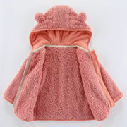 Baby Teddy Bear Hooded Jacket - Soft Fleece Zip-Up Winter Coat