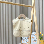 Vattentät haklapp för baby med ficka – Neutral matningshaklapp med silikonbeläggning