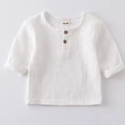 Muslin Baby Shirts - Soft Cotton Long Sleeve Tops with Buttons