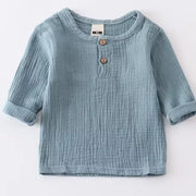 Muslin Baby Shirts - Soft Cotton Long Sleeve Tops with Buttons