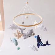Ocean Theme Baby Crib Mobile - Handmade Plush Whale Nursery Hanging Decor