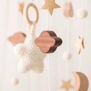 Wooden Baby Crib Mobile - Handmade Star and Cloud Nursery Hanging Decor