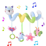 Baby Musical Spiral Crib Toy - Hanging Stroller Activity Toy with Plush Animals